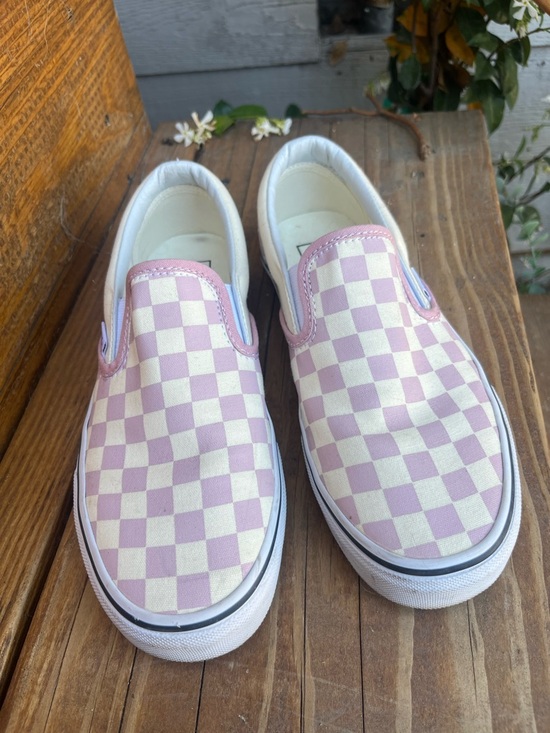 Vans Shoes - Women’s Vans Slip-On Checkerboard Canvas Shoes in Light Purple and White